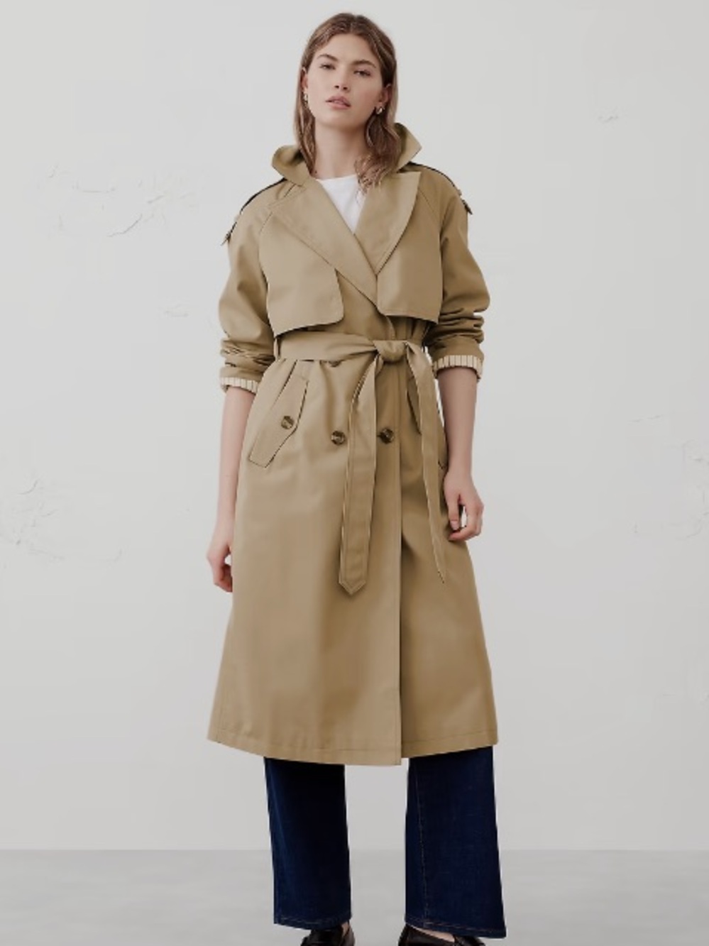 Womens Khaki Trench Coat with Belt